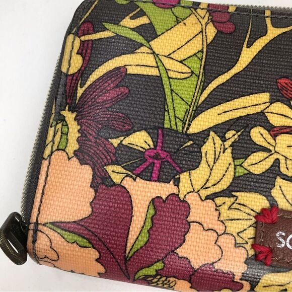 Sakroots Colorful Floral PEACE 3D Zip Round Wallet - Picture 7 of 16